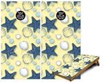 Cornhole Game Board Vinyl Skin Wrap Kit - Premium Laminated - Starfish and Sea Shells Yellow Sunshine fits 24x48 game boards (GAMEBOARDS NOT INCLUDED)