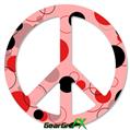 Lots of Dots Red on Pink - Peace Sign Car Window Decal 6 x 6 inches