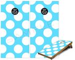 Cornhole Game Board Vinyl Skin Wrap Kit - Kearas Polka Dots White And Blue fits 24x48 game boards (GAMEBOARDS NOT INCLUDED)