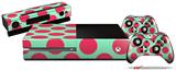 Kearas Polka Dots Pink And Blue - Holiday Bundle Decal Style Skin fits XBOX One Console Original, Kinect and 2 Controllers (XBOX SYSTEM NOT INCLUDED)