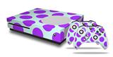 WraptorSkinz Decal Skin Wrap Set works with 2016 and newer XBOX One S Console and 2 Controllers Kearas Polka Dots Purple And Blue