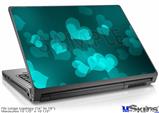 Laptop Skin (Large) - Bokeh Hearts Neon Teal