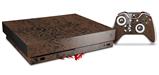 Skin Wrap for XBOX One X Console and Controller Folder Doodles Chocolate Brown