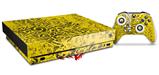 Skin Wrap for XBOX One X Console and Controller Folder Doodles Yellow