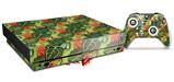 Skin Wrap for XBOX One X Console and Controller Famingos and Flowers Sage Green