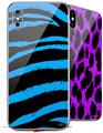 2 Decal style Skin Wraps set for Apple iPhone X and XS Zebra Blue