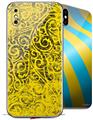 2 Decal style Skin Wraps set for Apple iPhone X and XS Folder Doodles Yellow