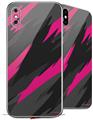 2 Decal style Skin Wraps set for Apple iPhone X and XS Jagged Camo Hot Pink