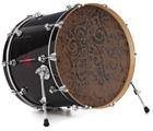 Decal Skin works with most 24" Bass Kick Drum Heads Folder Doodles Chocolate Brown - DRUM HEAD NOT INCLUDED