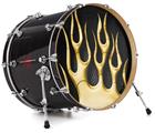 Decal Skin works with most 24" Bass Kick Drum Heads Metal Flames Yellow - DRUM HEAD NOT INCLUDED