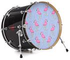 Decal Skin works with most 24" Bass Kick Drum Heads Flamingos on Blue - DRUM HEAD NOT INCLUDED