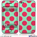iPhone 4 Decal Style Vinyl Skin - Kearas Polka Dots Pink And Blue (DOES NOT fit newer iPhone 4S)