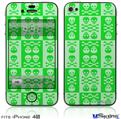 iPhone 4S Decal Style Vinyl Skin - Skull And Crossbones Pattern Green
