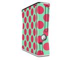 Kearas Polka Dots Pink And Blue Decal Style Skin for XBOX 360 Slim Vertical