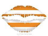 Psycho Stripes Orange and White - Kissing Lips Fabric Wall Skin Decal measures 24x15 inches