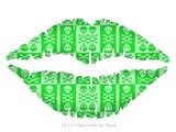 Skull And Crossbones Pattern Green - Kissing Lips Fabric Wall Skin Decal measures 24x15 inches