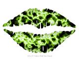 Electrify Green - Kissing Lips Fabric Wall Skin Decal measures 24x15 inches