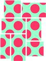 Kearas Polka Dots Pink And Blue - 7 Piece Fabric Peel and Stick Wall Skin Art (50x38 inches)
