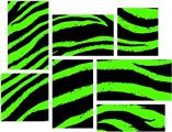 Zebra Green - 7 Piece Fabric Peel and Stick Wall Skin Art (50x38 inches)