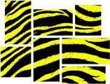 Zebra Yellow - 7 Piece Fabric Peel and Stick Wall Skin Art (50x38 inches)