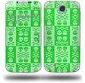 Skull And Crossbones Pattern Green - Decal Style Skin (fits Samsung Galaxy S IV S4)